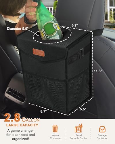 Pritent Car Trash Can with Lid Leakproof Car Garbage Bag Vehicle Trash Bin - Image 2
