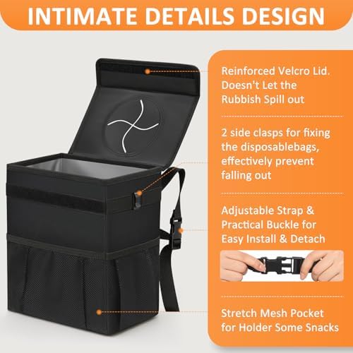 Vankor Car Trash Can with Lid Leak Proof Car Accessories - Image 4