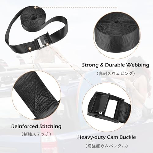 TRIWONDER Tie Down Straps, Lashing Straps Nylon Webbing, Cam Buckle Adjustable - Image 3