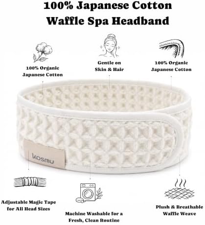 Luxury Organic Japanese Cotton Waffle Spa Headband - Image 2