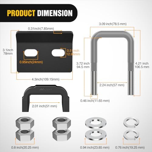 Nilight Trailer Hitch Tightener Anti-Rattle Gray U-Bolt - Image 2