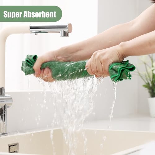 Homaxy Microfiber Kitchen Towels and Dishcloths Sets, 20 Pack, Grass Green - Image 3