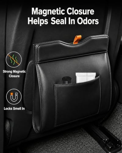 Leather Car Trash Can, LeakProof Waterproof Car Garbage Can - Image 2