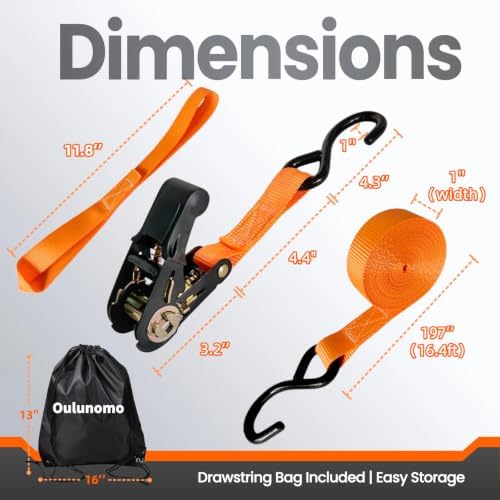 8 Pack Ratchet Straps 1 inch x 15 Ft - Image 2