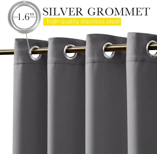 NICETOWN Outdoor Curtains for Patio Waterproof & Windproof W100xL108 Grey - Image 3