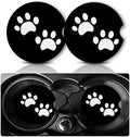 2Pcs Dog Paw Print Car Coasters, 2.75" Neoprene Rubber Cup Holder Coasters by Databa