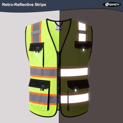 JKSafety Safety Vest for Men Women Hi Vis Reflective Vest JK220 Yellow 5XL - Image 2