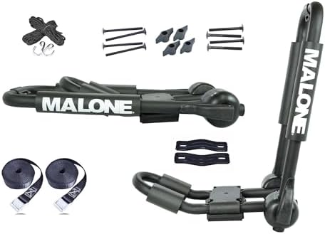 Malone Foldaway-J™ Kayak Rack Carrier, Universal Fit, Tool Free Install by Malone