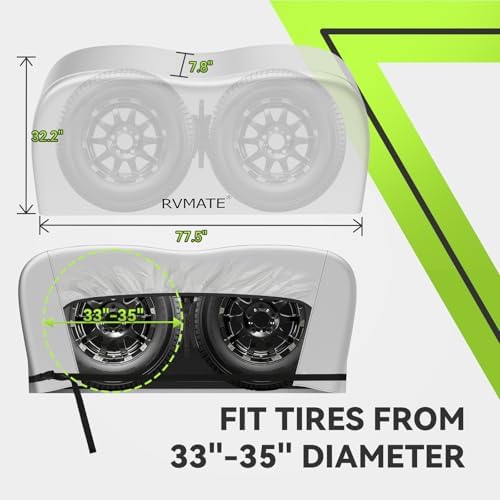 RVMATE RV Tire Covers, Dual Axle Wheel Cover Fits 33"-35" Dia. Tires, 2 Pack - Image 3