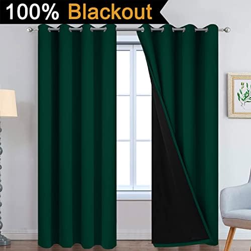 Yakamok Dark Green 100% Blackout Curtains 84 Inches Long 52" Wide 2 Panels - Image 2