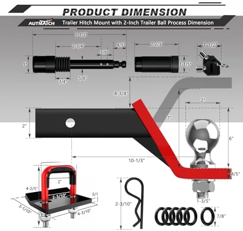 AUTMATCH Trailer Hitch Ball Mount - Image 3