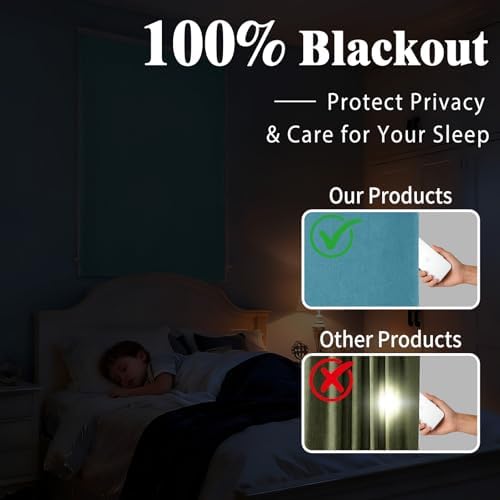100% Blackout French Door Curtains, Room Darkening Shades Small Window Curtain - Image 2