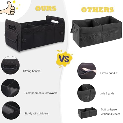 JiatuA Car Trunk Organizer for SUV, Collapsible Car Storage Organizer Black - Image 5