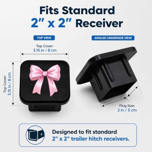 2" Hitch Cover Pink Bow Rubber Towing Hitch Covers Hitch Protector - Image 2