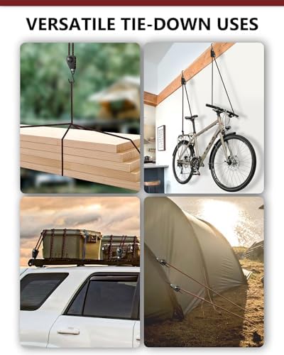 Ratchet Tie Down Straps, 1/4" Adjustable Rope Hangers 2 Pack, 12FT Tie-Down - Image 3