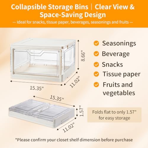 Collapsible Storage Bins with Lid, 15.35" x 11.02" x 8.66", - Image 3