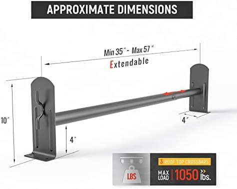 Model DX36 Universal Pickup Truck Cap & Topper 3 Bar Ladder Roof Van Rack - Image 2