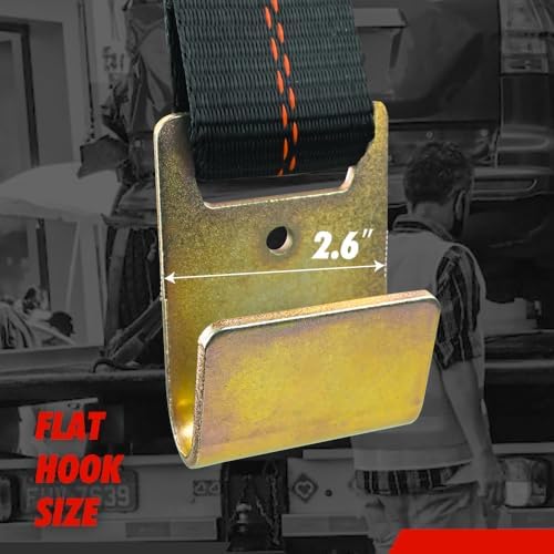 Wheel Straps for Hauling Cars, 4PK 2"x96", Flat Hooks - Image 4