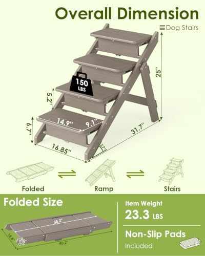 GREENVINES Foldable Dog Stairs & Steps, 2-in-1 HDPE Pet Ramp - Image 3