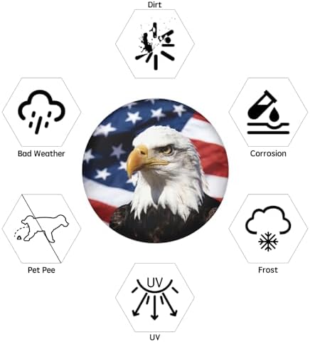 American Flag Star Spare Tire Cover USA Eagle Wheel Covers 16 Inch - Image 5