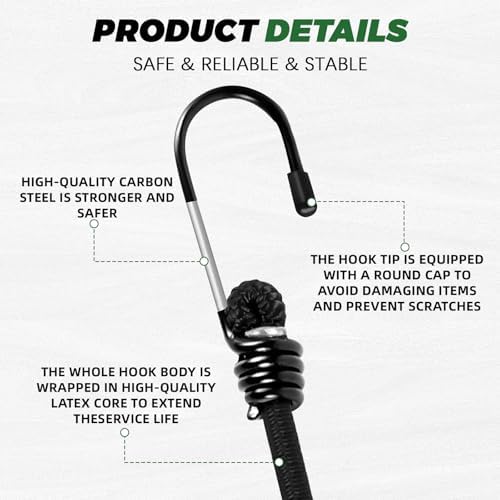 Bungee Cords with Hooks 6 Pack Bungee Cord Includes 36 inches - Image 3