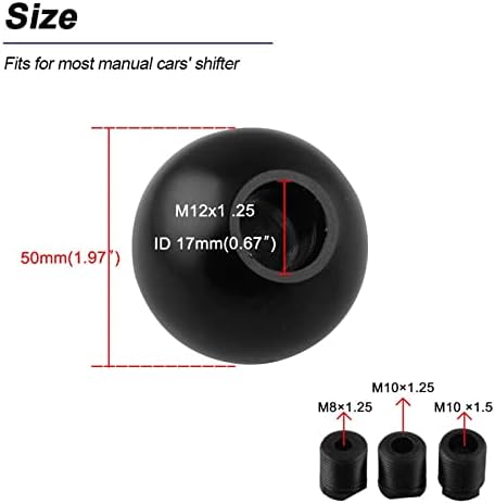 RYANSTAR Shift Knob Adapter Kit Gear Shifter Lever Round Ball Black - Image 5