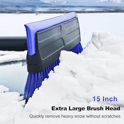 SEAAES 56 Inch Long Snow Brush Scraper and Snow Broom - Image 5