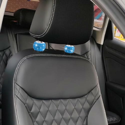 Bling Crystal Headrest Collar Rings, Light Blue - Image 3