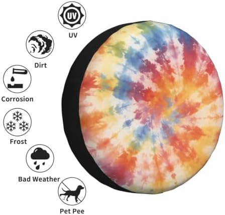 Tie Dye Spare Tire Cover Waterproof Wheel Cover 16 Inch Universal Fit - Image 6