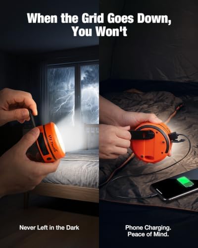 THORFIRE Hand Crank Camping Lantern 2 Pack, 2-in-1 Collapsible LED Light - Image 2