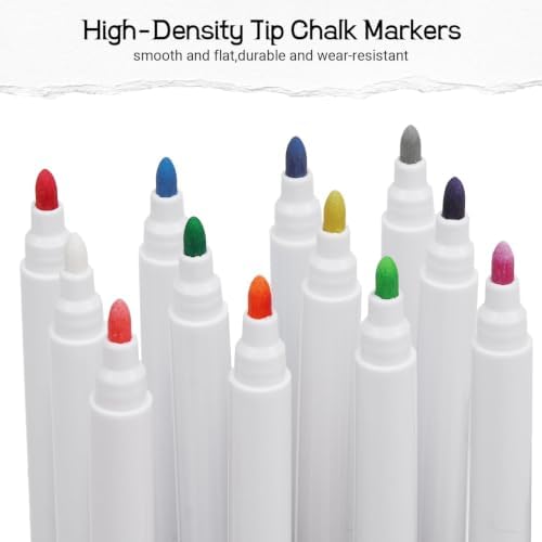 12 PCS White Liquid Chalk Markers, Fine Tip Neon Erasable Pens - Image 3