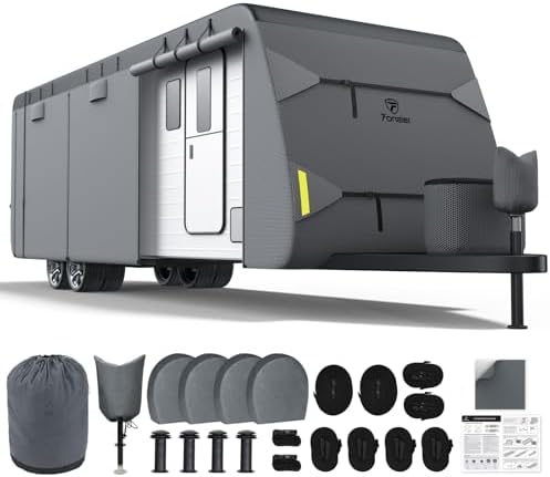 RV Cover 26-28ft: Extra Thick 9 Layers Travel Trailer Cover Unique 600D Oxford by Fonzier-Direct