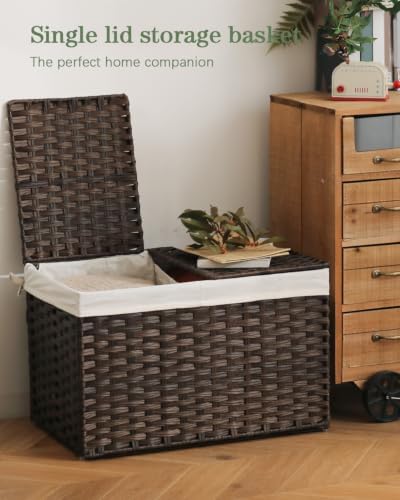 SETVSON Storage Basket with Lid PE Rattan Storage Basket 105L - Image 4