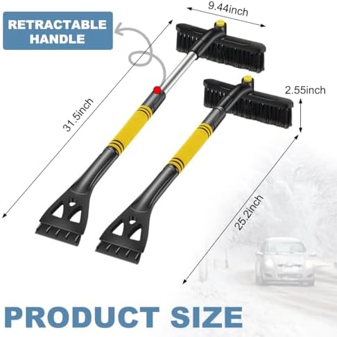 Wevdn Car Snow Brush with Ice Scraper, Detachable Stretchable Snow Scraper with - Image 2