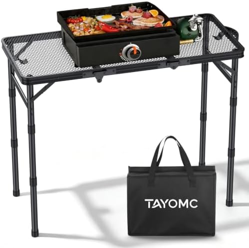 3ft Folding Grill Table, Heat-Resistant Tabletop 3 Heights 27.5" by Unknown