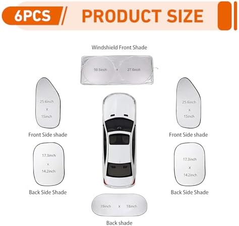 6 PCS Car Windshield Sunshades, Reflective Sun & Heat Insulation Shield Kit - Image 2