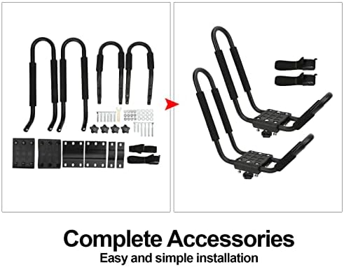 Kayak Roof Rack, Universal Kayak Carrier J Shaped Bar Rust Proof Metal Canoe - Image 5