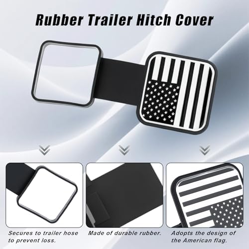 Rubber 2 Inch Trailer Hitch Cover, American Flag Tow Tube Cover Plug Cap - Image 3