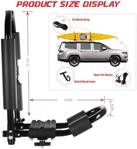 FORWODE Premium Kayak Roof Rack, 2 Pair J-Bar Roof Rack, Folding Adjustable Rack - Image 3
