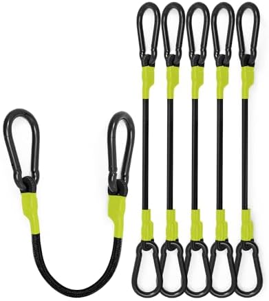 8 Pack 48" Carabiner Bungee Cords Heavy Duty Outdoor, 190 Lb Break Strength by LuckyStraps
