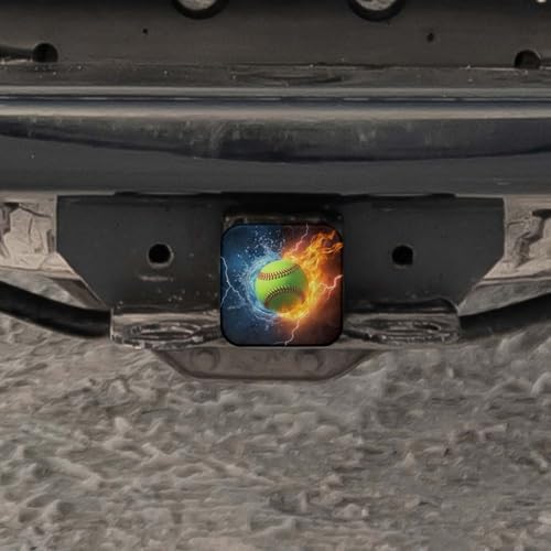 Swono Baseball Trailer Hitch Covers, Sport Softball Baseball On Fire and Water - Image 5