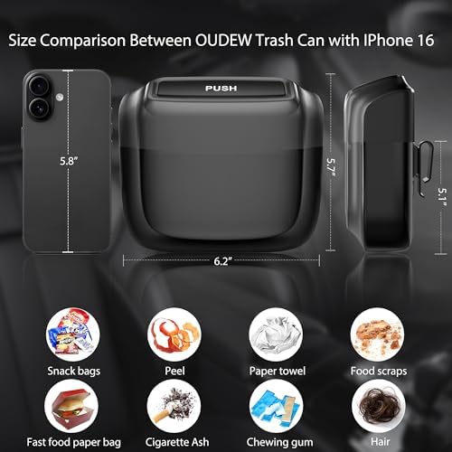1 Pack Car Trash Can with Lid, Built-in Storage Garbage Bag - Image 2