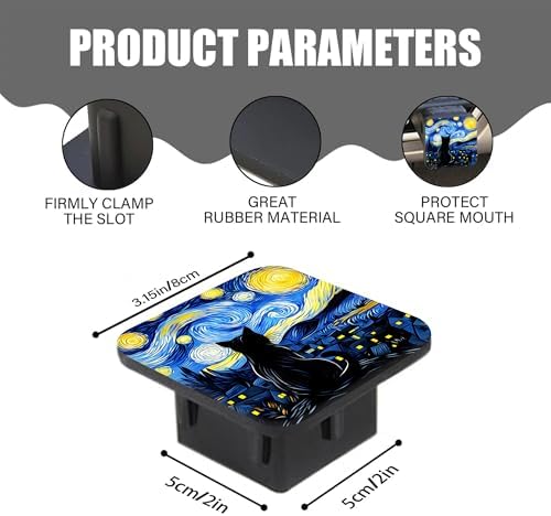 Black Cat Trailer Hitch Cover Abstract Starry Night Square 2 Inch Receiver Tube - Image 2