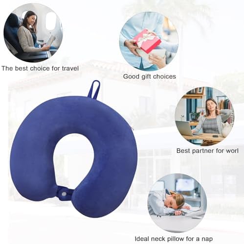 Travel Pillow, Neck Pillows for Airplanes, Memory Foam, Vivid Blue - Image 6
