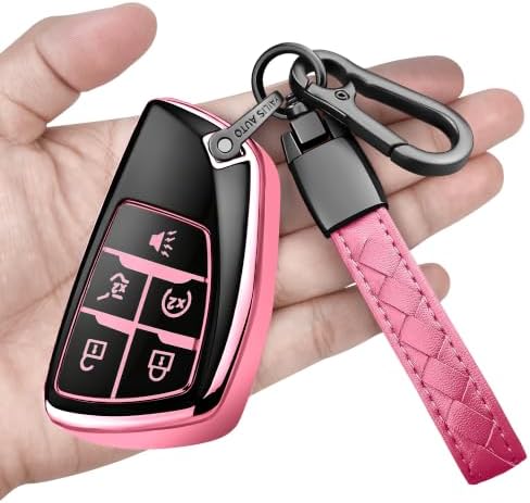 Soft Key Fob Cover with Keychain, 2021-2026 Chevy GMC Smart Key Protector by Sindeda