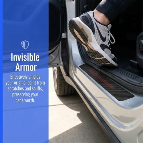 9PCS Carbon Fiber Car Door Entry Guard Sill Protector Cover - Image 3