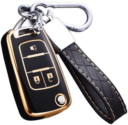 Key Fob Cover for Chevy with Keychain, Premium TPU for Buick GMC 3B-Black by Cacacar
