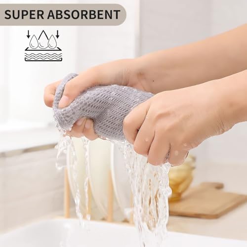 Kitinjoy 100% Cotton Waffle 8-Pack Kitchen Towels, Light Grey - Image 3