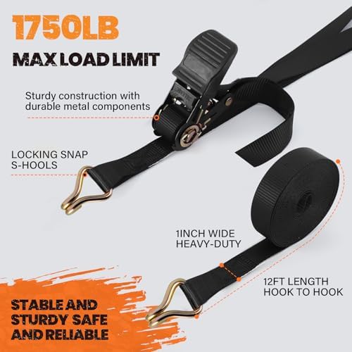 12FT Heavy Duty Ratchet Straps - Image 2