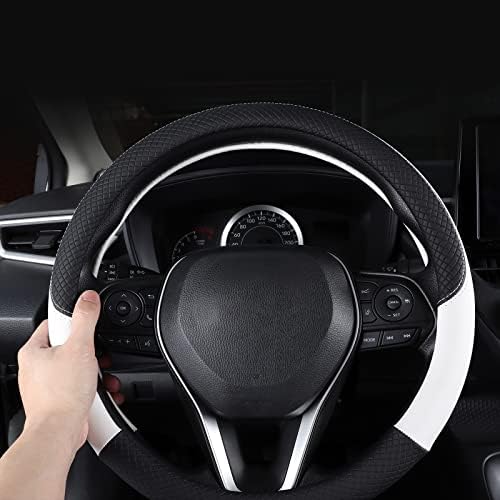 Auto Car Genuine Leather Steering Wheel Cover Anti Slip Wrap 15" - Image 3
